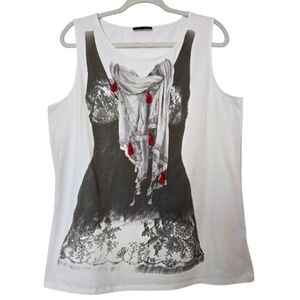 Trussardi Jeans Women’s Graphic Print Tank Top White EU Size XXL, US XL